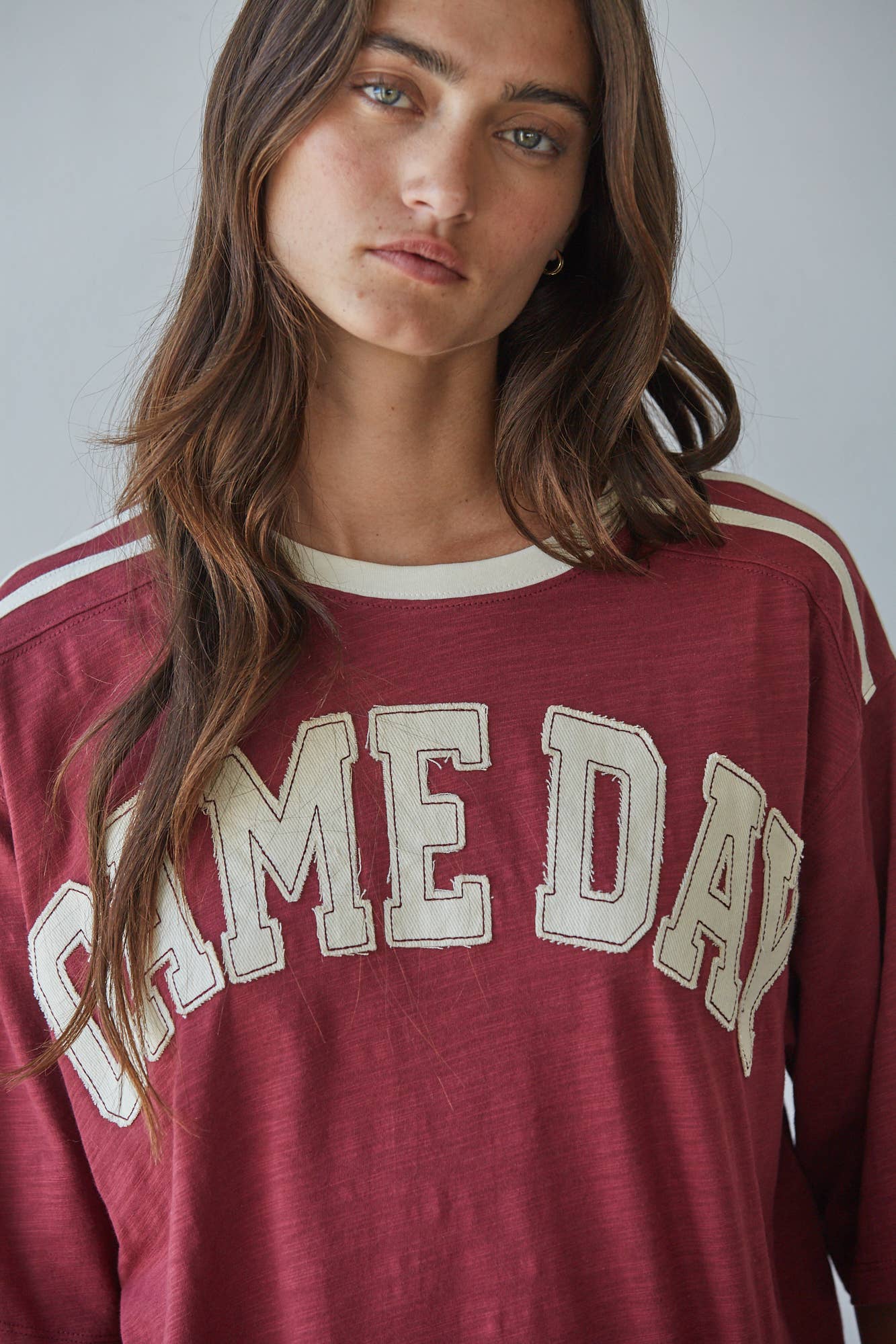 Knit Cotton Crew Neck 'Game Day' Oversized Top