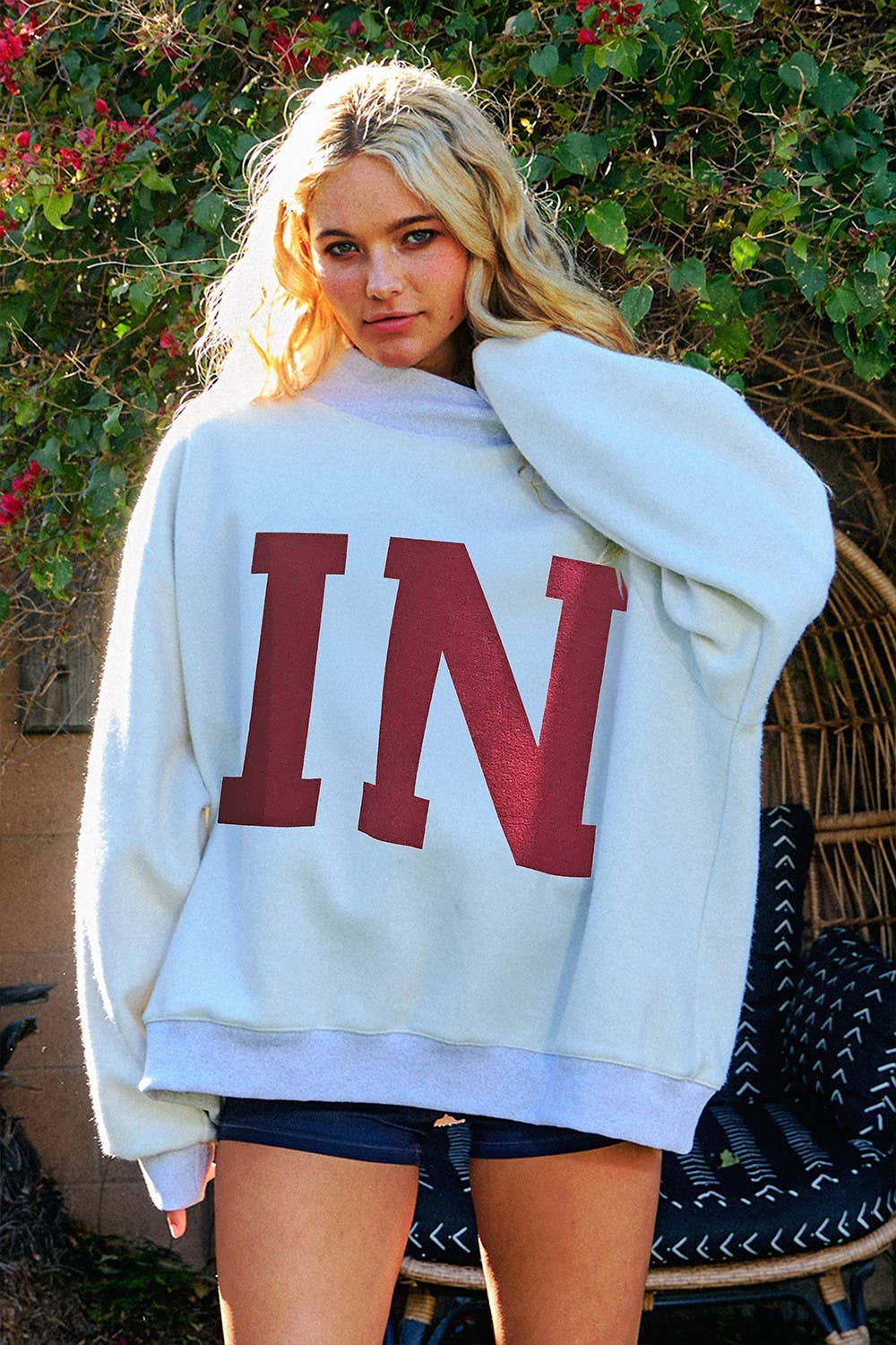 'INDIANA&IN' Reversible Mockneck