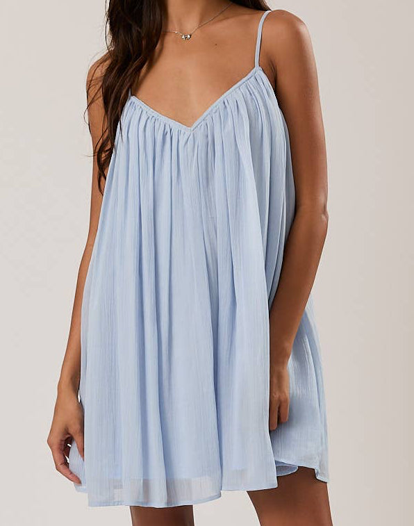 SPAGHETTI STRAP V-NECK LOOSE FIT MINI DRESS