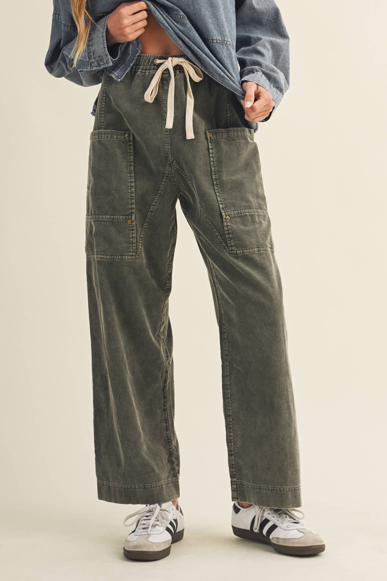 Wide-Leg Garment-Dyed Utility Trousers