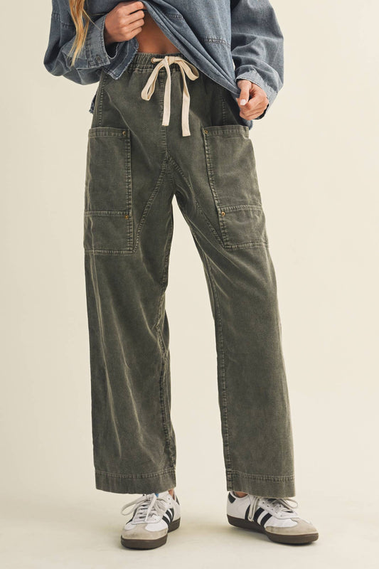 Wide-Leg Garment-Dyed Utility Trousers
