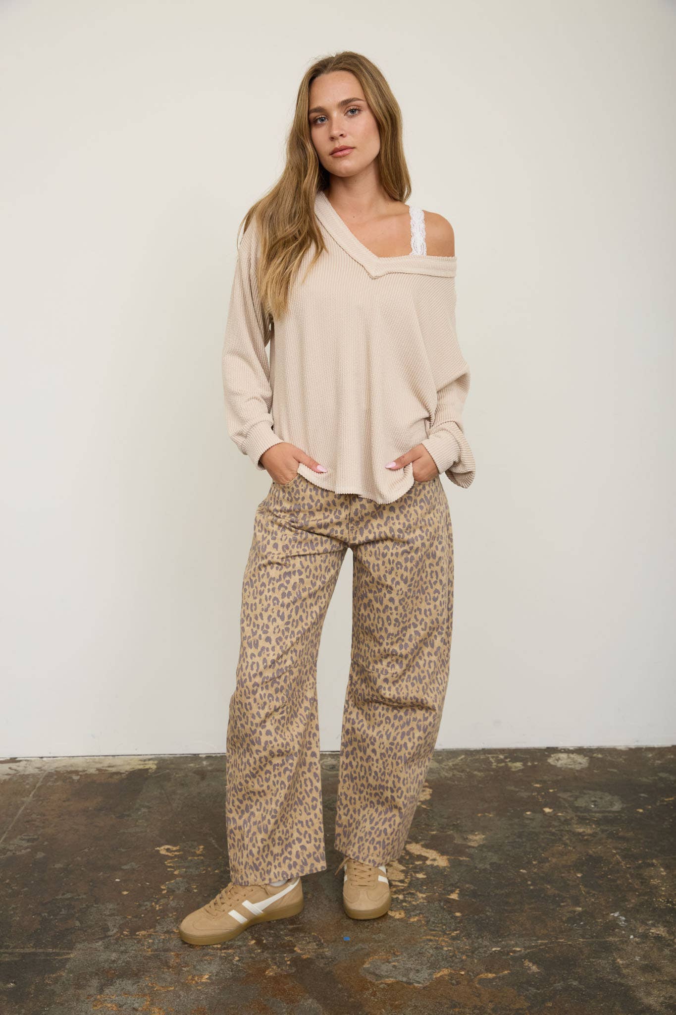 V-Neck Textured Knit Top