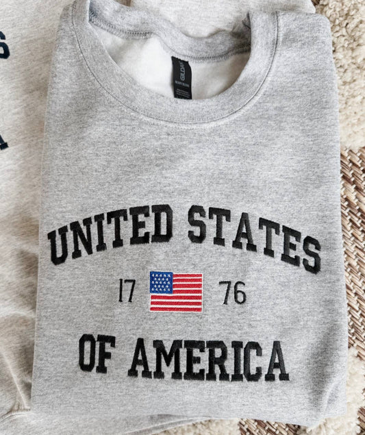 USA Embroidered Crewneck