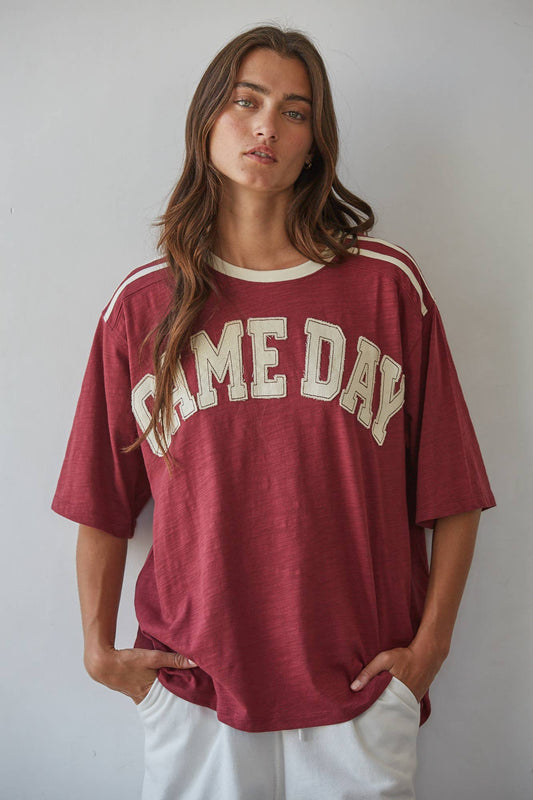 Knit Cotton Crew Neck 'Game Day' Oversized Top