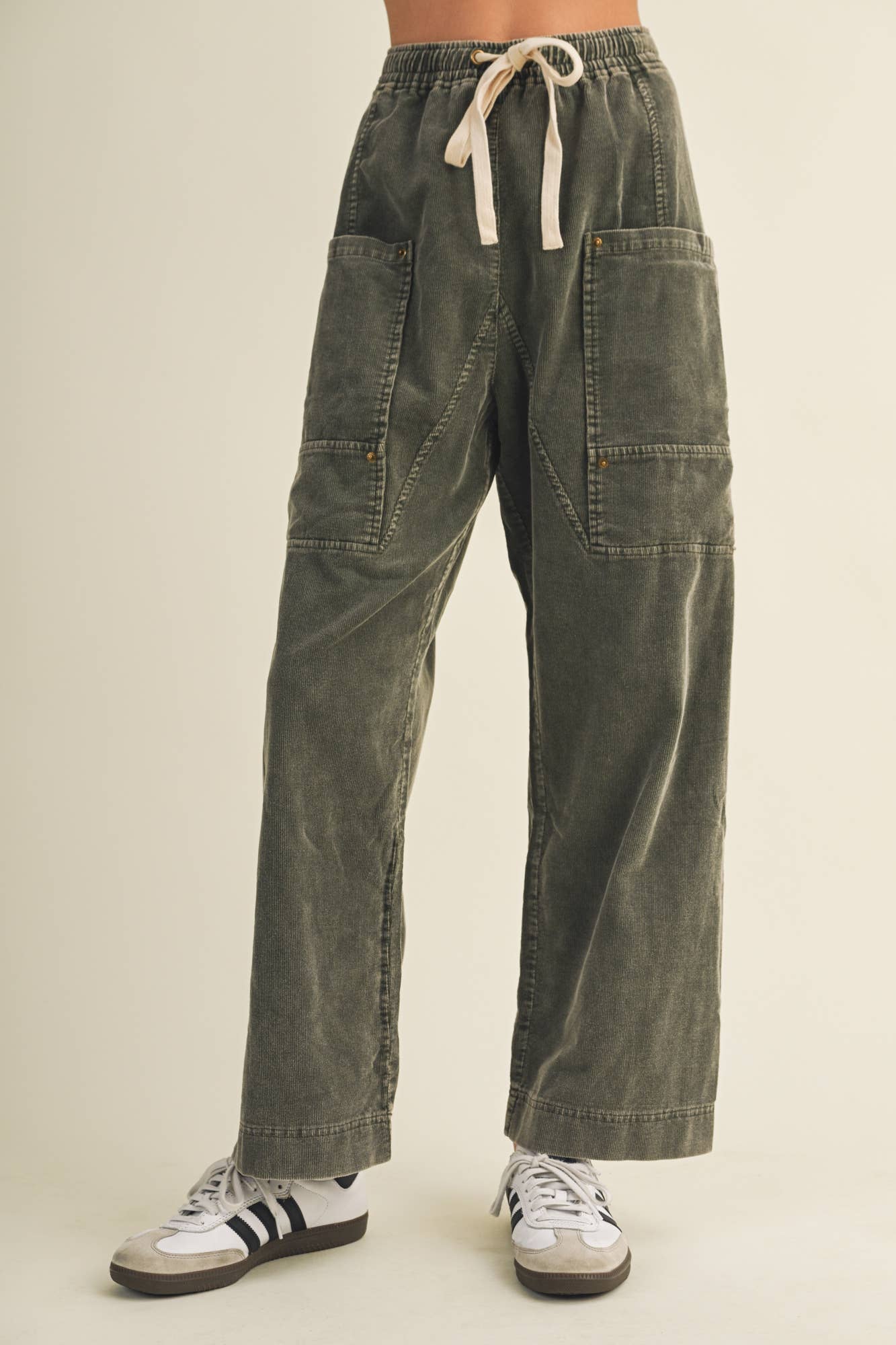 Wide-Leg Garment-Dyed Utility Trousers
