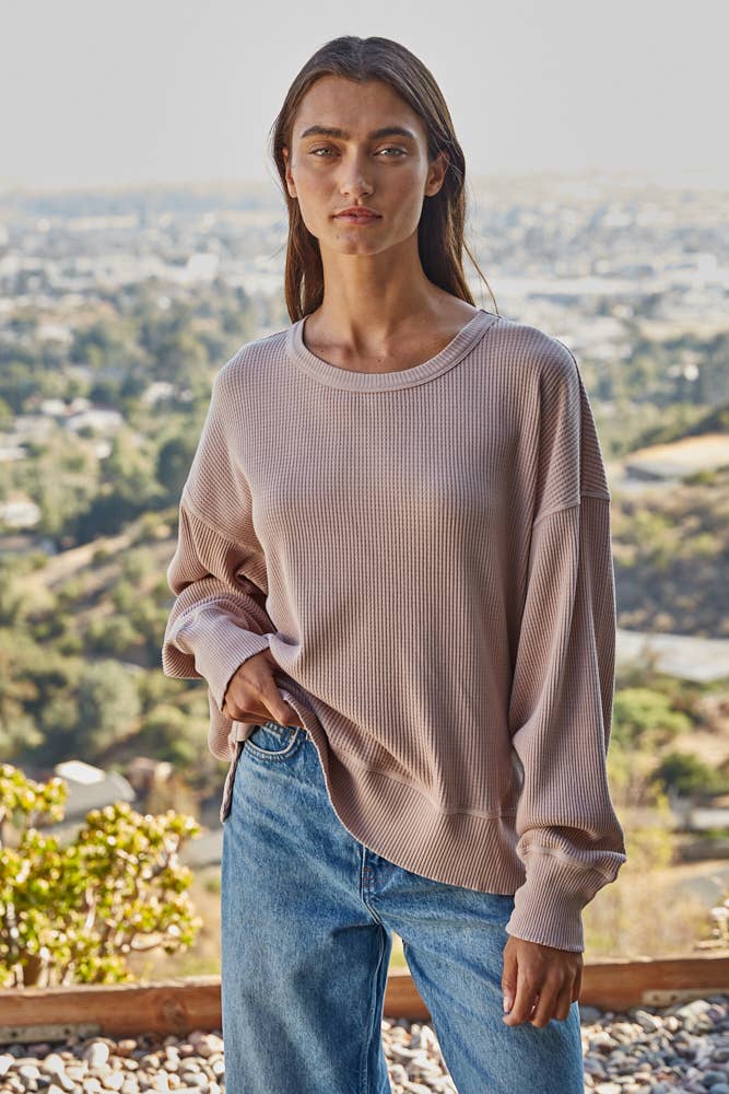 Knit Drop Shoulder Long Sleeve Top