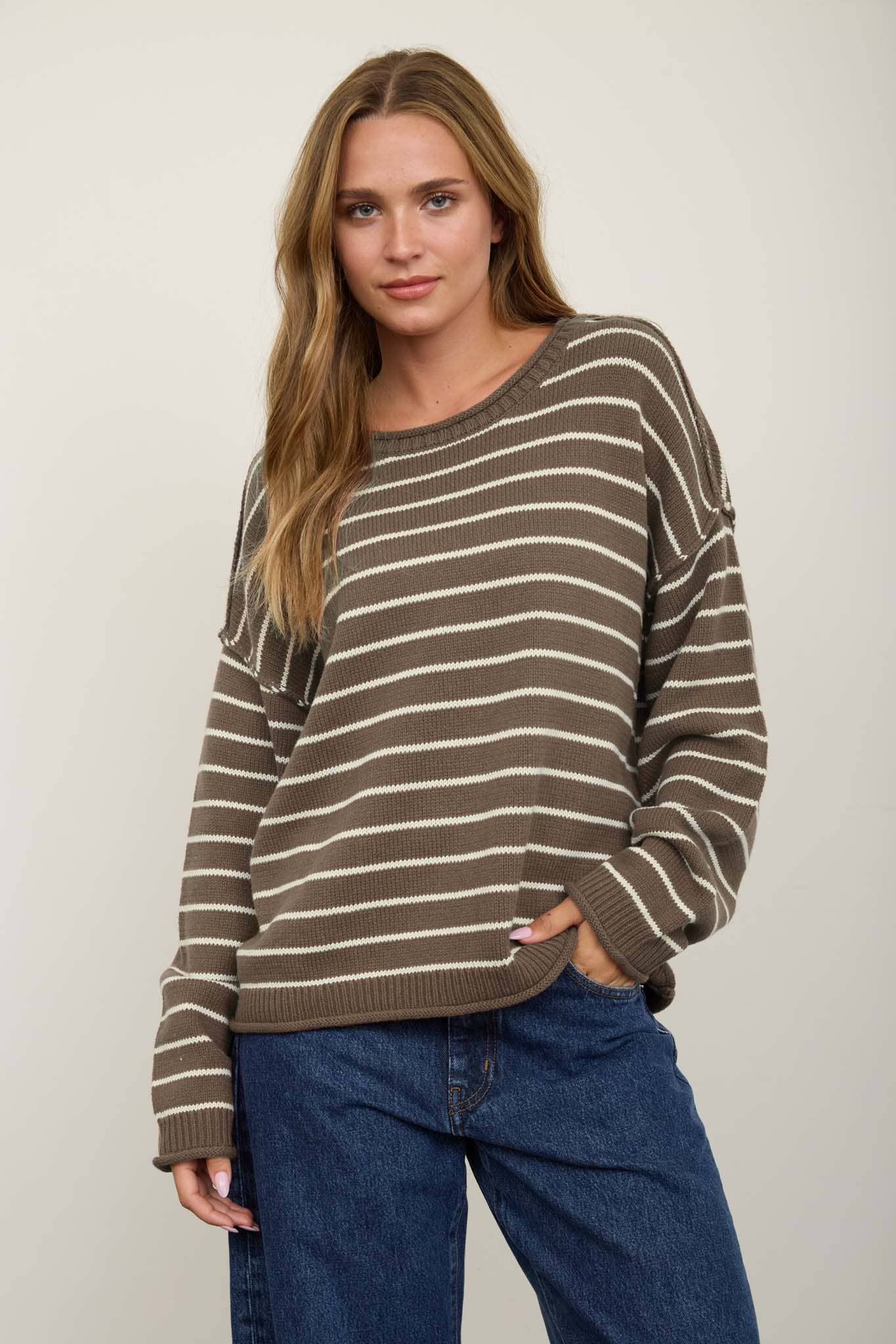 Striped Drop Shoulder Sweater