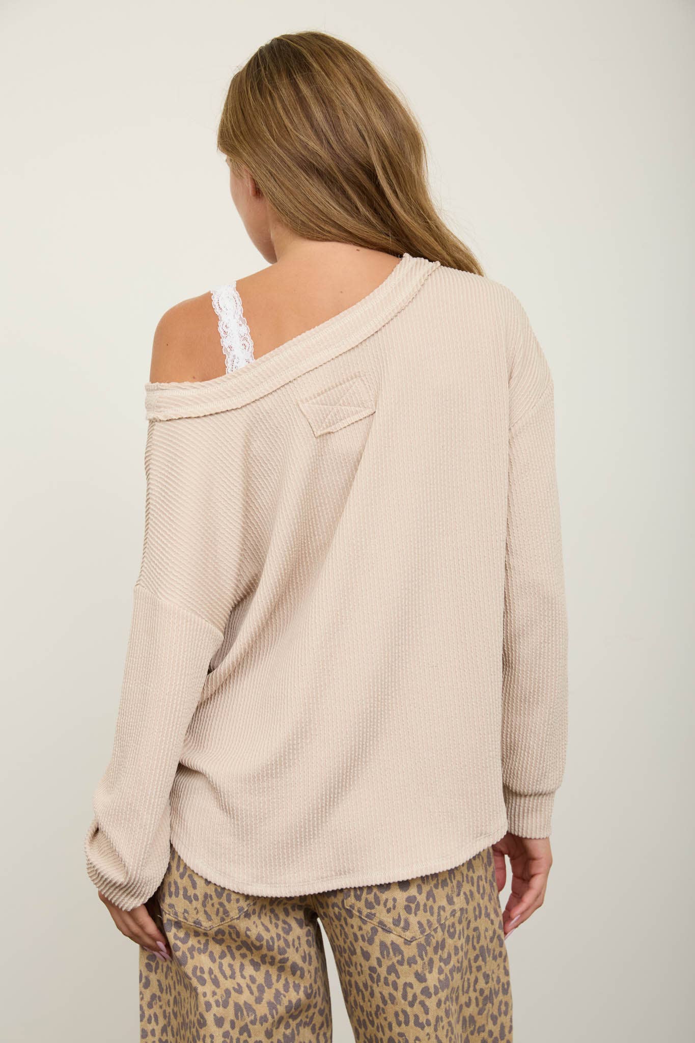 V-Neck Textured Knit Top