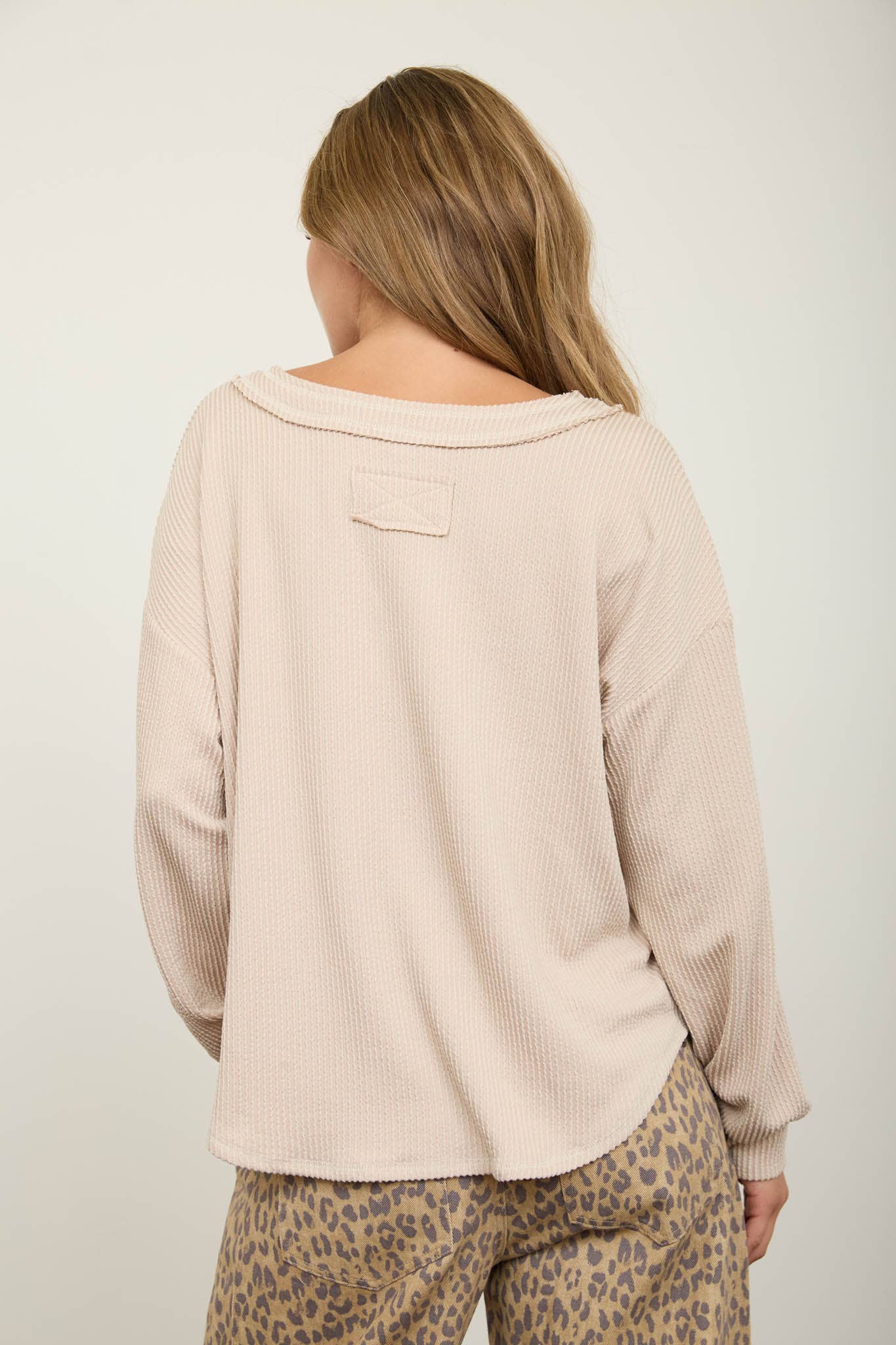 V-Neck Textured Knit Top